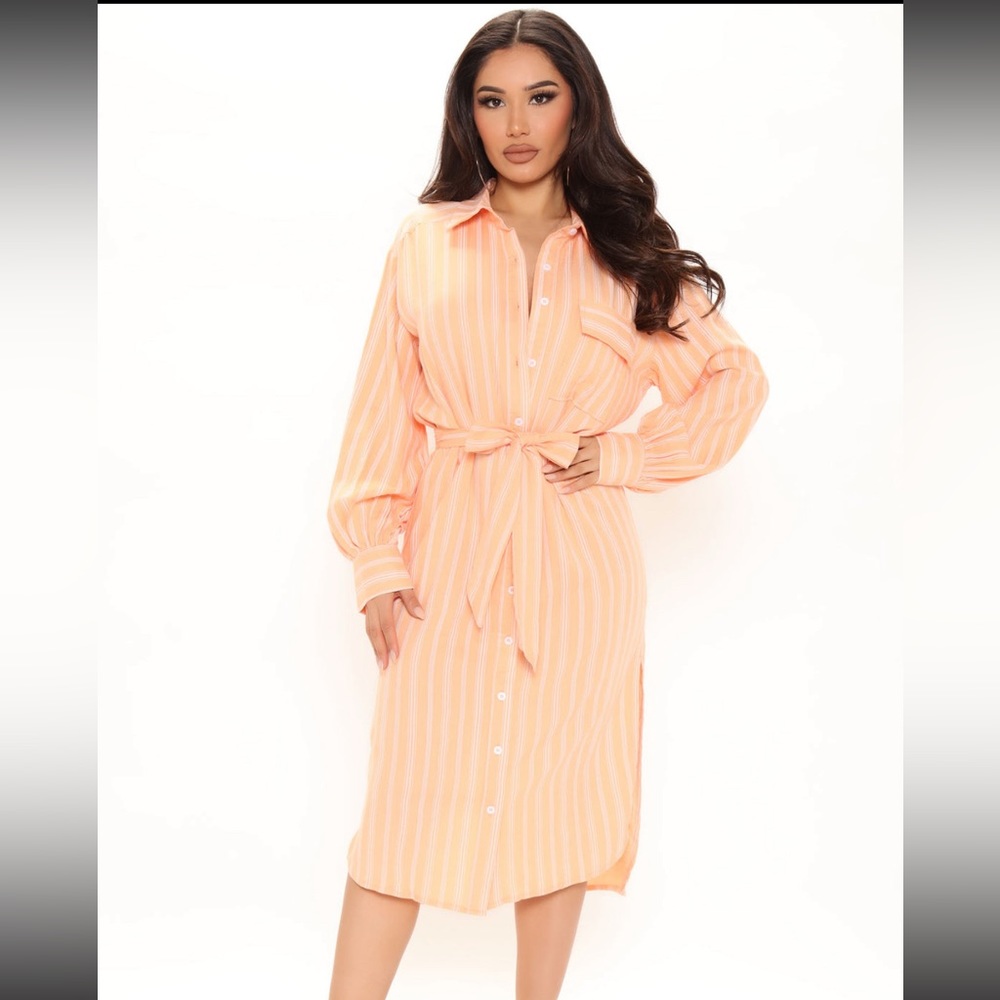 NWT orange striped dress with tie!!